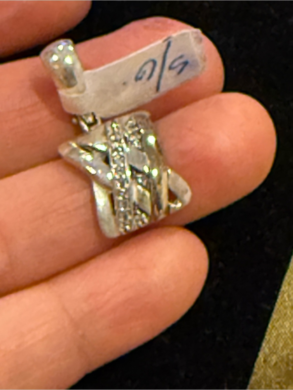 925  Silver & 18k gold  Textured Pendant - Silver